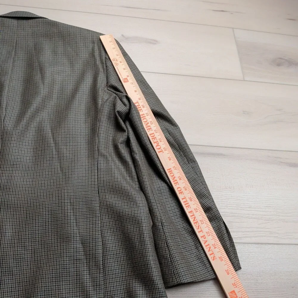 Lauren Ralph Lauren Blazer Sport‎ Coat Mens 44L Silk Wool Houndstooth Brown